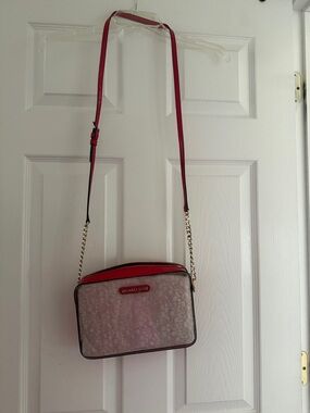 Michael Kors red Logo Crossbody with Red Trim